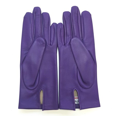 Gants en Cuir d'Agneau Améthyste Capucine Doublés Soie.