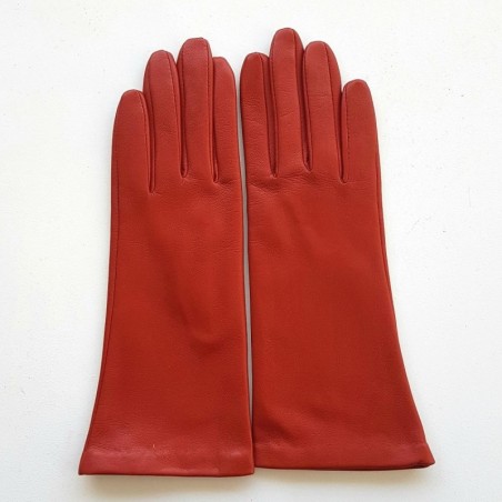 Gants en Cuir d'Agneau Orange Coline Doublés Soie.