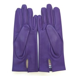 Gants en Cuir d'Agneau Améthyste Capucine Doublés Soie.