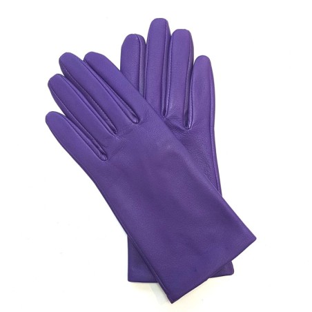 Gants en Cuir d'Agneau Améthyste Capucine Doublés Soie.
