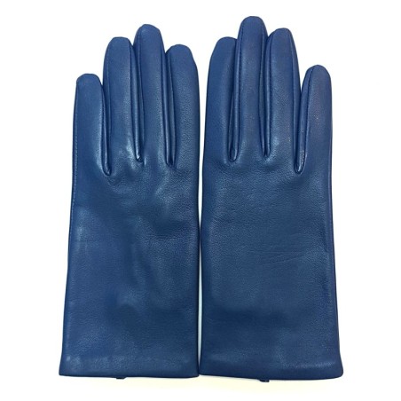 Gants en Cuir d'Agneau Indigo Capucine Doublés Soie.