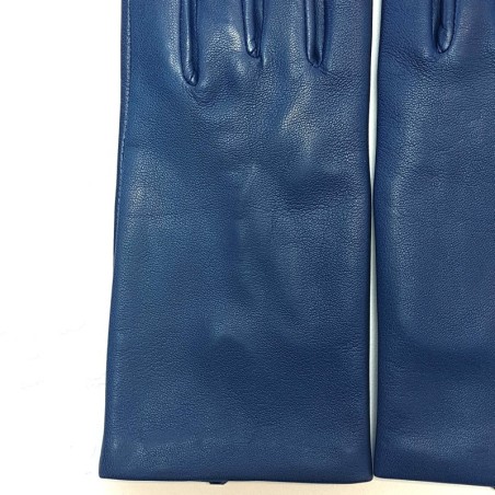 Gants en Cuir d'Agneau Indigo Capucine Doublés Soie.