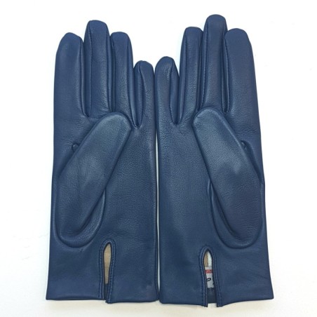 Gants en Cuir d'Agneau Indigo Capucine Doublés Soie.