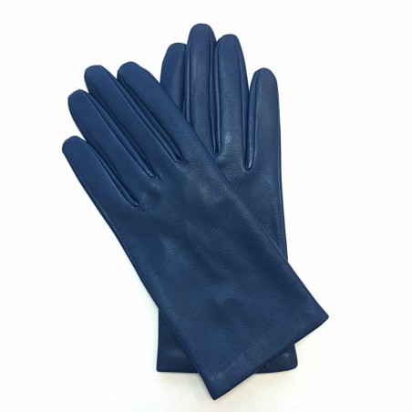 Gants en Cuir d'Agneau Indigo Capucine Doublés Soie.