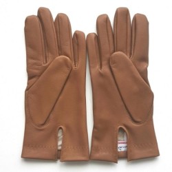 Gants en Cuir d'Agneau Noisette Henri Doublure Soie.