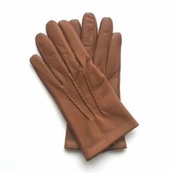 Gants en Cuir d'Agneau Noisette Henri Doublure Soie.