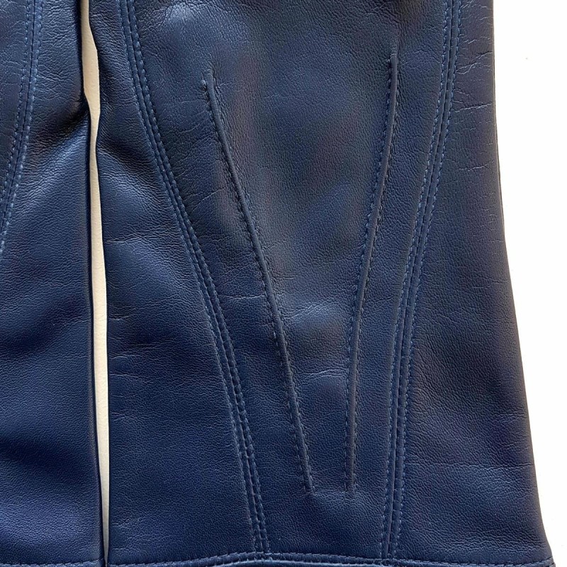 Gants en Cuir d'Agneau Indigo Steeve Doublés Soie.