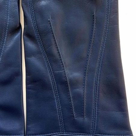 Gants en Cuir d'Agneau Indigo Steeve Doublés Soie.