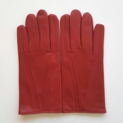 Gants en Cuir d'Agneau Rouges Steeve Doublés Soie.