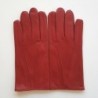 Gants en Cuir d'Agneau Rouges Steeve Doublés Soie.