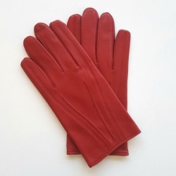 Gants en Cuir d'Agneau Rouges Steeve Doublés Soie.