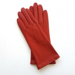 Gants en Cuir d'Agneau Orange Coline Doublés Soie.