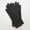 Leather gloves of ostrich and pecarry black " JOY"