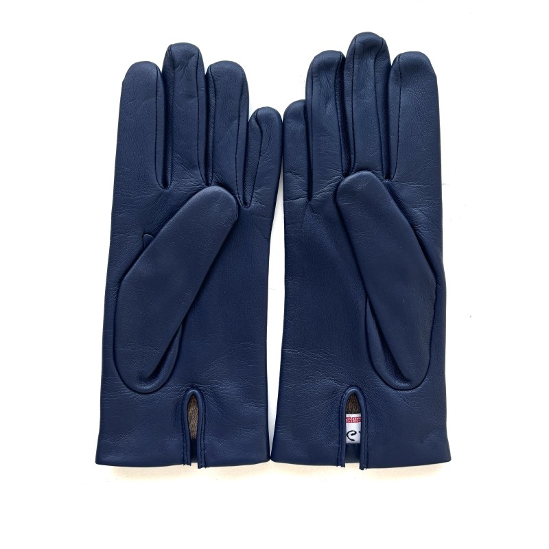 Gants en Cuir d'Agneau Indigo Capucine Doublés Cachemire.