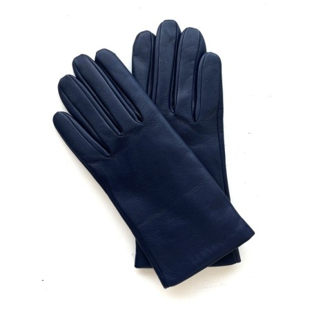 Gants en Cuir d'Agneau Indigo Capucine Doublés Cachemire.