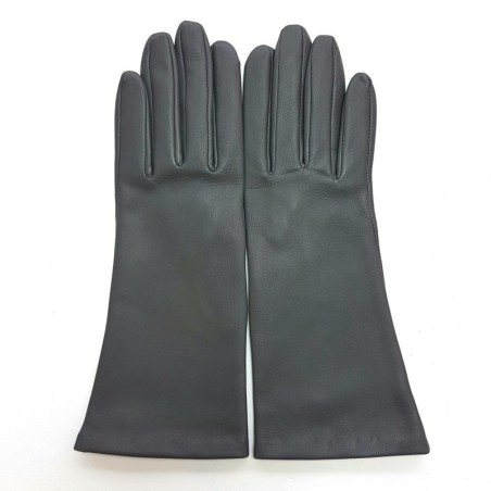 Gants en Cuir d'Agneau Gris Coline Doublés Soie.