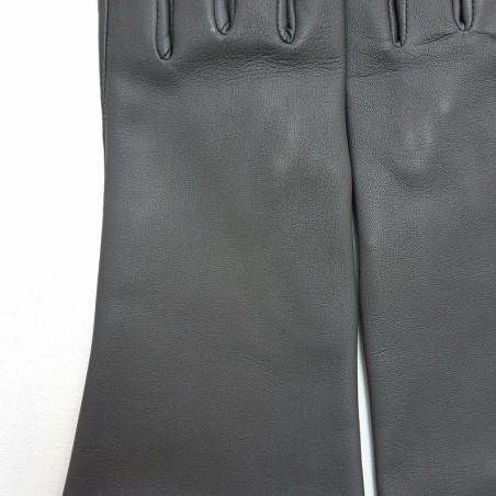 Gants en Cuir d'Agneau Gris Coline Doublés Soie.