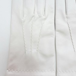Gants en Cuir d'Agneau Blanc Henri Doublure Soie.