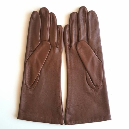 Gants en Cuir d'Agneau Tobacco Coline Doublés Soie.