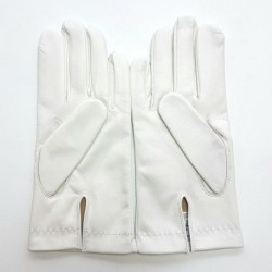 Gants en Cuir d'Agneau Blanc Henri Doublure Soie.