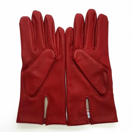 Gants en Cuir d'Agneau Rouge Henri Doublure Soie.