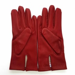 Gants en Cuir d'Agneau Rouge Henri Doublure Soie.