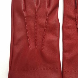 Gants en Cuir d'Agneau Rouge Henri Doublure Soie.