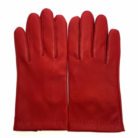 Gants en Cuir d'Agneau Rouge Raphaël Doublure Soie.