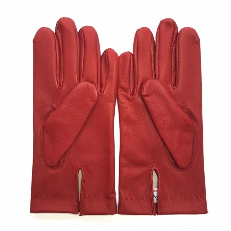 Gants en Cuir d'Agneau Rouge Raphaël Doublure Soie.