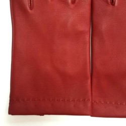 Gants en Cuir d'Agneau Rouge Raphaël Doublure Soie.
