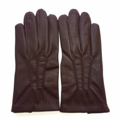 Gants en Cuir d'Agneau Bordeaux Henri Doublure Soie.