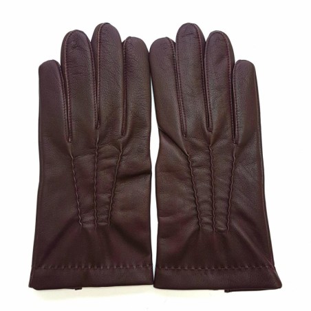 Gants en Cuir d'Agneau Bordeaux Henri Doublure Soie.