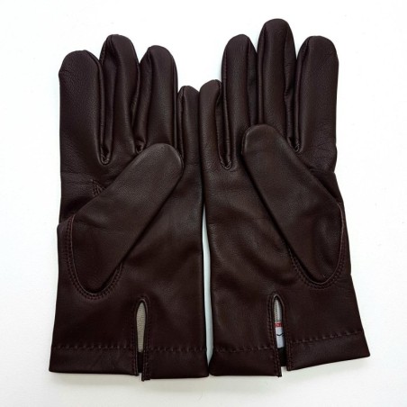 Gants en Cuir d'Agneau Bordeaux Henri Doublure Soie.