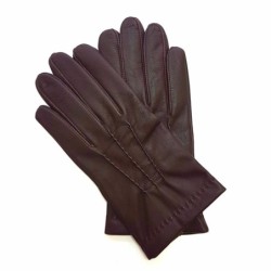 Gants en Cuir d'Agneau Bordeaux Henri Doublure Soie.