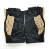 Mitaines Cuir d'Agneau Crochet Coton Noir Ecru Michèle Non Doublées.