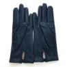 Gants en Cuir d'Agneau Bleu Marine Capucine Doublés Soie.