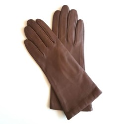 Gants en Cuir d'Agneau Taupe Coline Doublure en Soie.