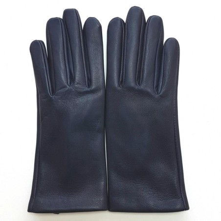 Gants en Cuir d'Agneau Prune Capucine Doublés Soie.