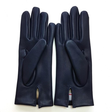 Gants en Cuir d'Agneau Prune Capucine Doublés Soie.
