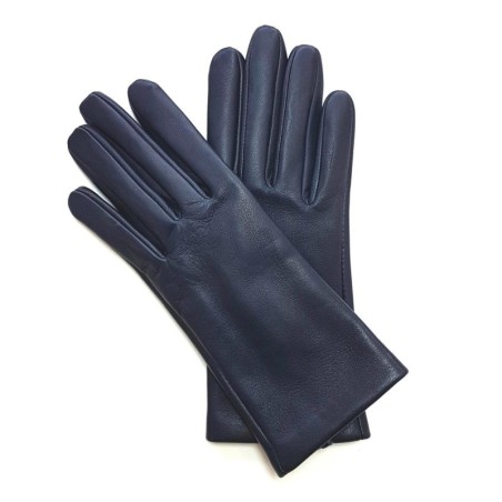 Gants en Cuir d'Agneau Prune Capucine Doublés Soie.