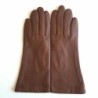 Gants en Cuir d'Agneau Taupe Coline Doublure en Soie.