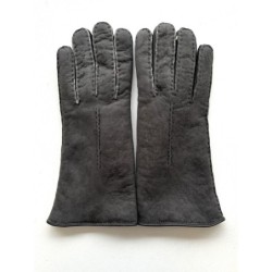 Gants en Cuir d'Agneau Lainé Gris Anastasia.