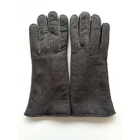 Gants en Cuir d'Agneau Lainé Gris Anastasia.