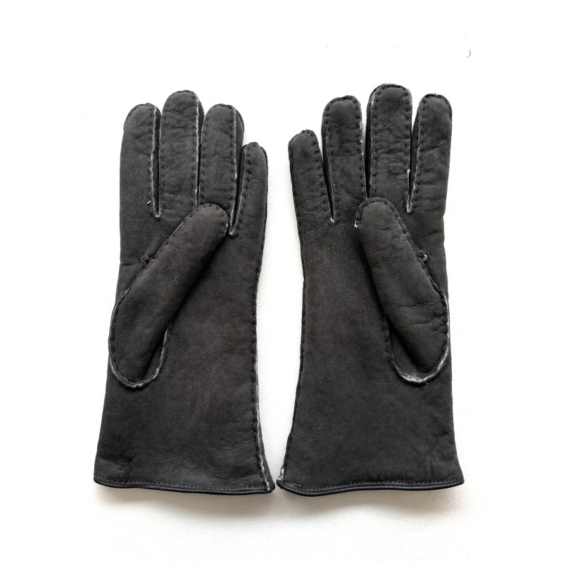 Gants en Cuir d'Agneau Lainé Gris Anastasia.