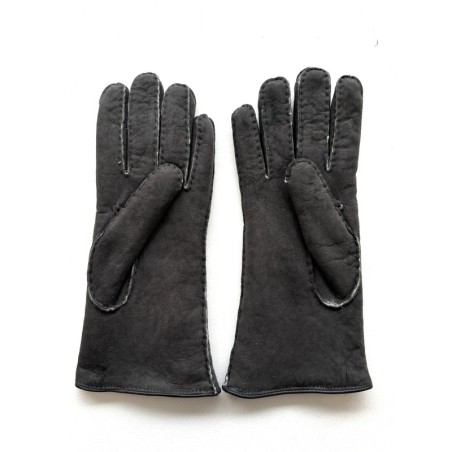 Gants en Cuir d'Agneau Lainé Gris Anastasia.