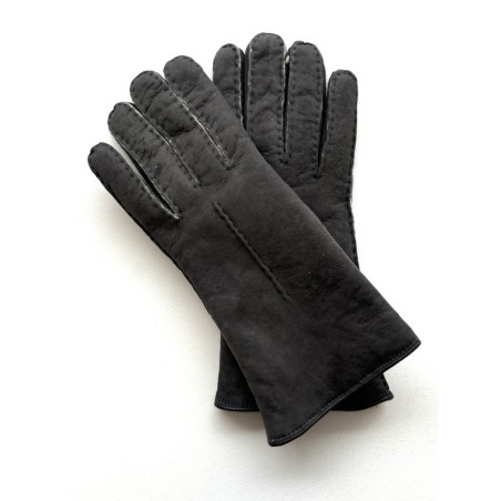 Gants en Cuir d'Agneau Lainé Gris Anastasia.