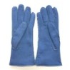 Gants en Cuir d'Agneau Lainé Bleu Jeans Anastasia.