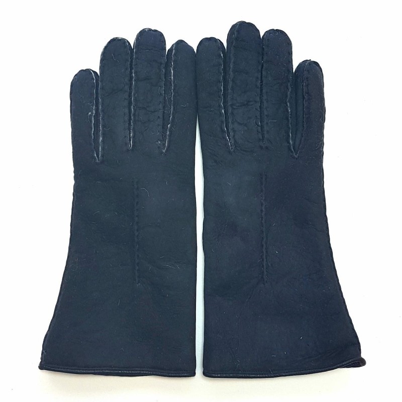 Gants en Cuir d'Agneau Lainé  Noirs  Anastasia.