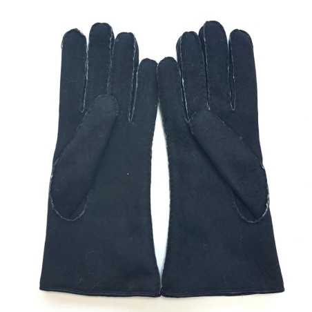 Gants en Cuir d'Agneau Lainé  Noirs  Anastasia.