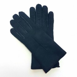 Gants en Cuir d'Agneau Lainé  Noirs  Anastasia.